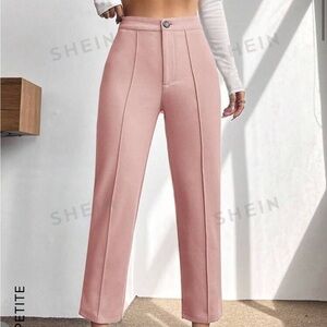 Pink Shein Peitie Solid Seam Detail Cropped Pants